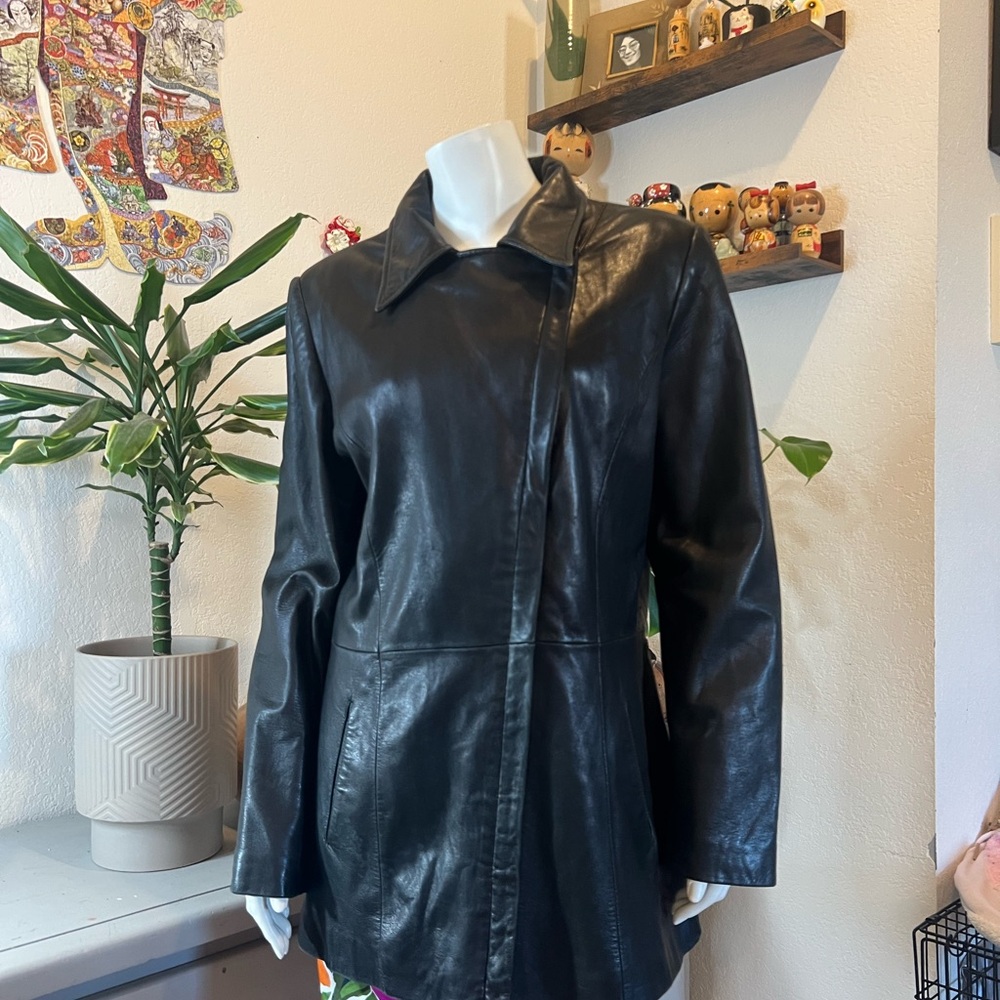 Jones New York Black Leather Women's Jacket - Picture 3 of 12